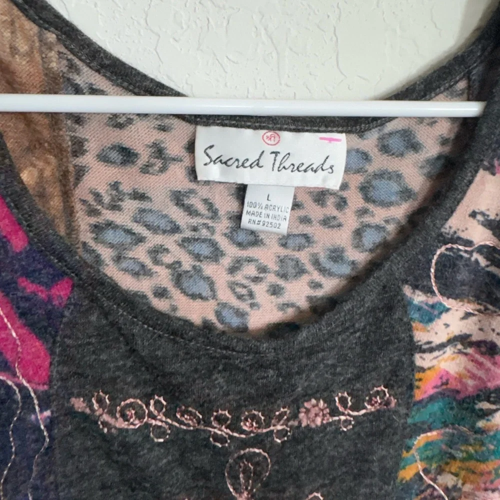 L - Boho | Country | Hippie |Multicolor Patchwork Women's Top - Picture 2 of 5